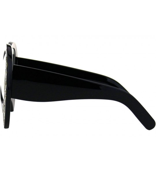 Oversized Masquerade Mask Style Sunglasses Unique Upside Down Fashion UV 400 - Black (Clear) - CU18IEG6EAQ $21.18