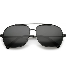 Aviator Classic Metal Straight Crossbar Polarized Square Lens Aviator Sunglasses 58mm - Black / Smoke - CH184WZSCDH $23.84