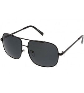 Aviator Classic Metal Straight Crossbar Polarized Square Lens Aviator Sunglasses 58mm - Black / Smoke - CH184WZSCDH $23.84