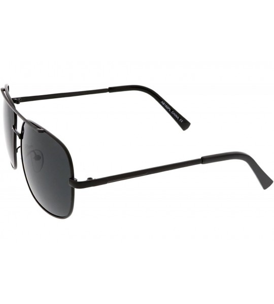 Aviator Classic Metal Straight Crossbar Polarized Square Lens Aviator Sunglasses 58mm - Black / Smoke - CH184WZSCDH $23.84