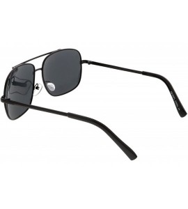 Aviator Classic Metal Straight Crossbar Polarized Square Lens Aviator Sunglasses 58mm - Black / Smoke - CH184WZSCDH $23.84