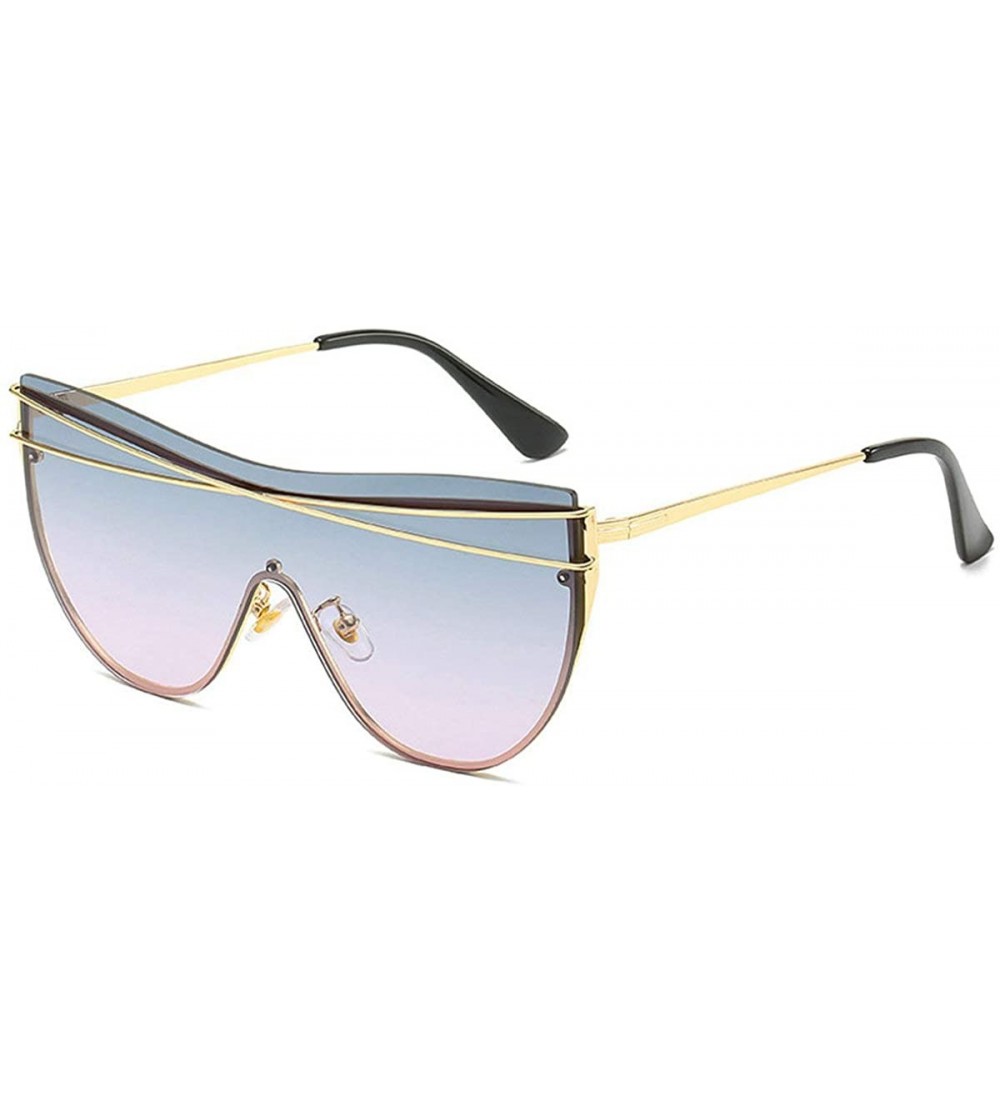 Rimless Fashion New One-piece sunglasses Metal Large frame Lady sun glasses Mens Goggle uv400 - Green Pink - CC18RO45EOH $24.52