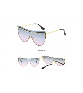 Rimless Fashion New One-piece sunglasses Metal Large frame Lady sun glasses Mens Goggle uv400 - Green Pink - CC18RO45EOH $24.52