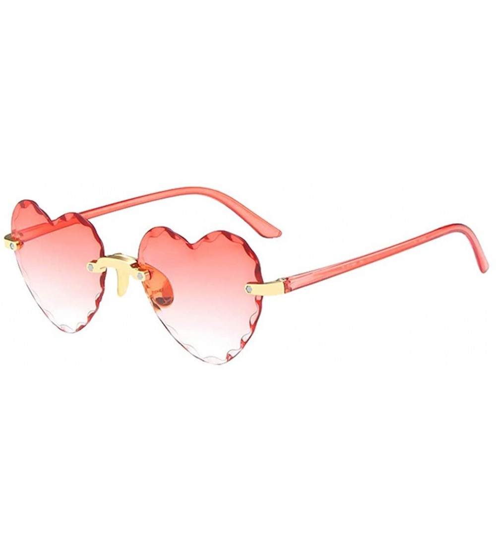 Rectangular Unisex Fashion Men Women Eyewear Casual Heart Shaped Frameless Sunglasses - F - C5190H3YD6D $18.07
