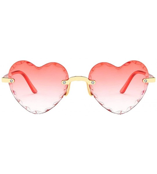 Rectangular Unisex Fashion Men Women Eyewear Casual Heart Shaped Frameless Sunglasses - F - C5190H3YD6D $18.07