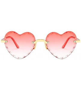 Rectangular Unisex Fashion Men Women Eyewear Casual Heart Shaped Frameless Sunglasses - F - C5190H3YD6D $18.07