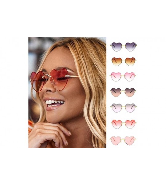 Rectangular Unisex Fashion Men Women Eyewear Casual Heart Shaped Frameless Sunglasses - F - C5190H3YD6D $18.07