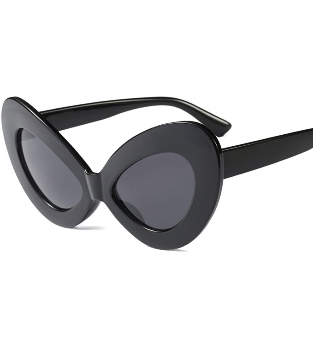 Cat Eye Oversized Cat Eye Sunglasses Women Sexy Retro Sun Glasses Accessories Summer - Full Black - CH18D84TWC0 $20.21