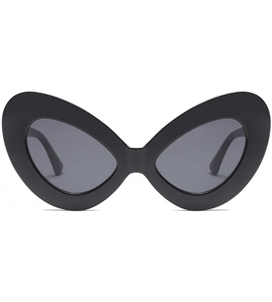 Cat Eye Oversized Cat Eye Sunglasses Women Sexy Retro Sun Glasses Accessories Summer - Full Black - CH18D84TWC0 $20.21