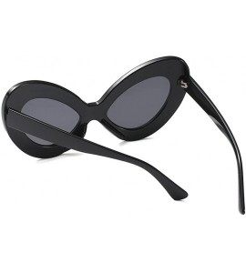 Cat Eye Oversized Cat Eye Sunglasses Women Sexy Retro Sun Glasses Accessories Summer - Full Black - CH18D84TWC0 $20.21