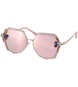 Square Fashion Punk Sunglasses for Women Men - Square Glasses Matel Frame UV400 Protection - Pink - CZ197RK46TU $38.09