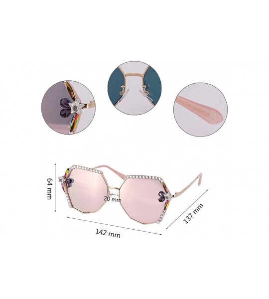 Square Fashion Punk Sunglasses for Women Men - Square Glasses Matel Frame UV400 Protection - Pink - CZ197RK46TU $38.09