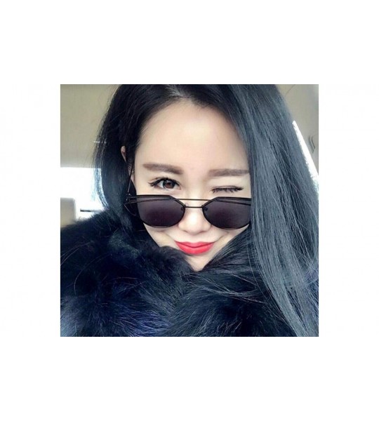 Cat Eye Fashion Twin-Beams Classic Women Metal Frame Mirror Sunglasses Cat Eye Glasses Black - CZ18O3OL42H $17.23