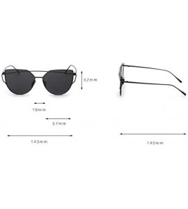 Cat Eye Fashion Twin-Beams Classic Women Metal Frame Mirror Sunglasses Cat Eye Glasses Black - CZ18O3OL42H $17.23