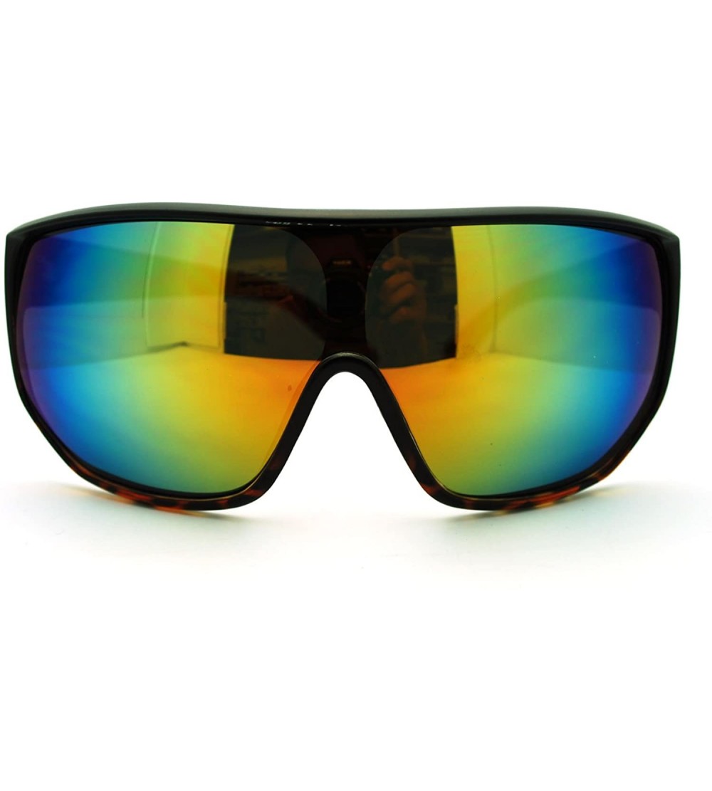 Goggle Futuristic Mens Oversized Shield Mono Lens Sport Warp Sunglasses - Black Tortoise - C511J6WV1G7 $23.10