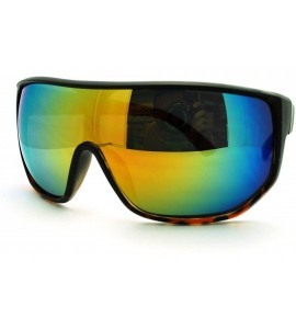 Goggle Futuristic Mens Oversized Shield Mono Lens Sport Warp Sunglasses - Black Tortoise - C511J6WV1G7 $23.10