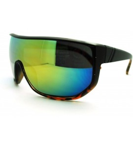 Goggle Futuristic Mens Oversized Shield Mono Lens Sport Warp Sunglasses - Black Tortoise - C511J6WV1G7 $23.10