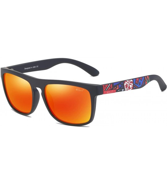 Sport Polarized Sports Sunglasses Unisex Retro Square for Men Women Driving Skateboard - Red - CS18M7TQ03T $21.09