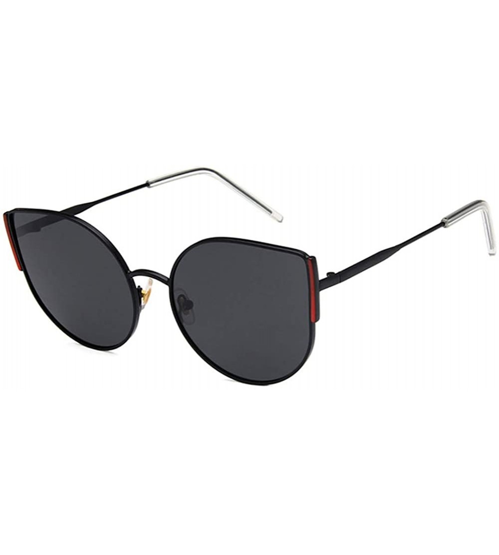 Oval Unisex Sunglasses Retro Black Grey Drive Holiday Oval Polarized UV400 - Black Red Grey - CQ18RKGAE59 $19.35