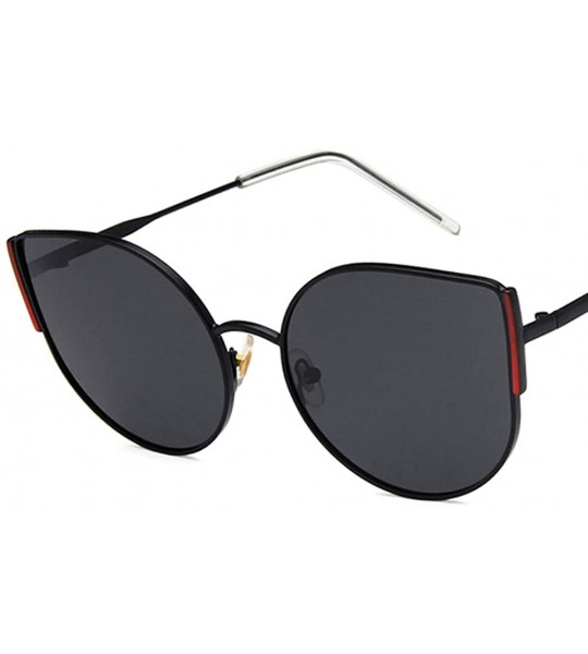 Oval Unisex Sunglasses Retro Black Grey Drive Holiday Oval Polarized UV400 - Black Red Grey - CQ18RKGAE59 $19.35