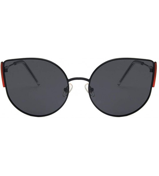 Oval Unisex Sunglasses Retro Black Grey Drive Holiday Oval Polarized UV400 - Black Red Grey - CQ18RKGAE59 $19.35