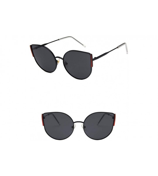 Oval Unisex Sunglasses Retro Black Grey Drive Holiday Oval Polarized UV400 - Black Red Grey - CQ18RKGAE59 $19.35