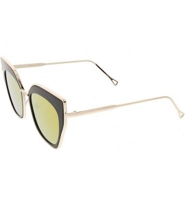 Cat Eye Oversize Slim Metal Nose Bridge Square Colored Mirror Lens Pointed Cat Eye Sunglasses 58mm - CQ188HCUE0O $21.95