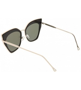 Cat Eye Oversize Slim Metal Nose Bridge Square Colored Mirror Lens Pointed Cat Eye Sunglasses 58mm - CQ188HCUE0O $21.95