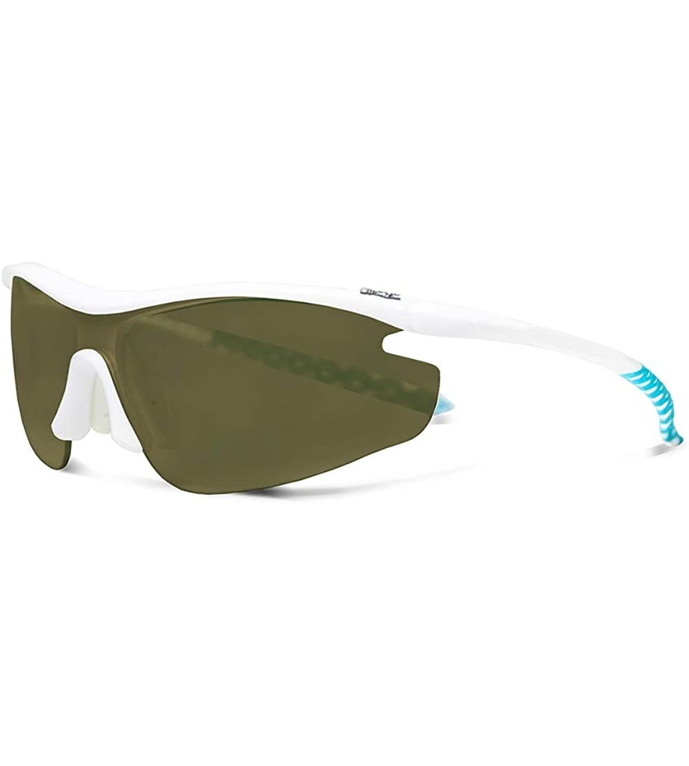Sport Zeta White Tennis Sunglasses with ZEISS P310 Green Tri-flection Lenses - C118KMWDYRG $32.63