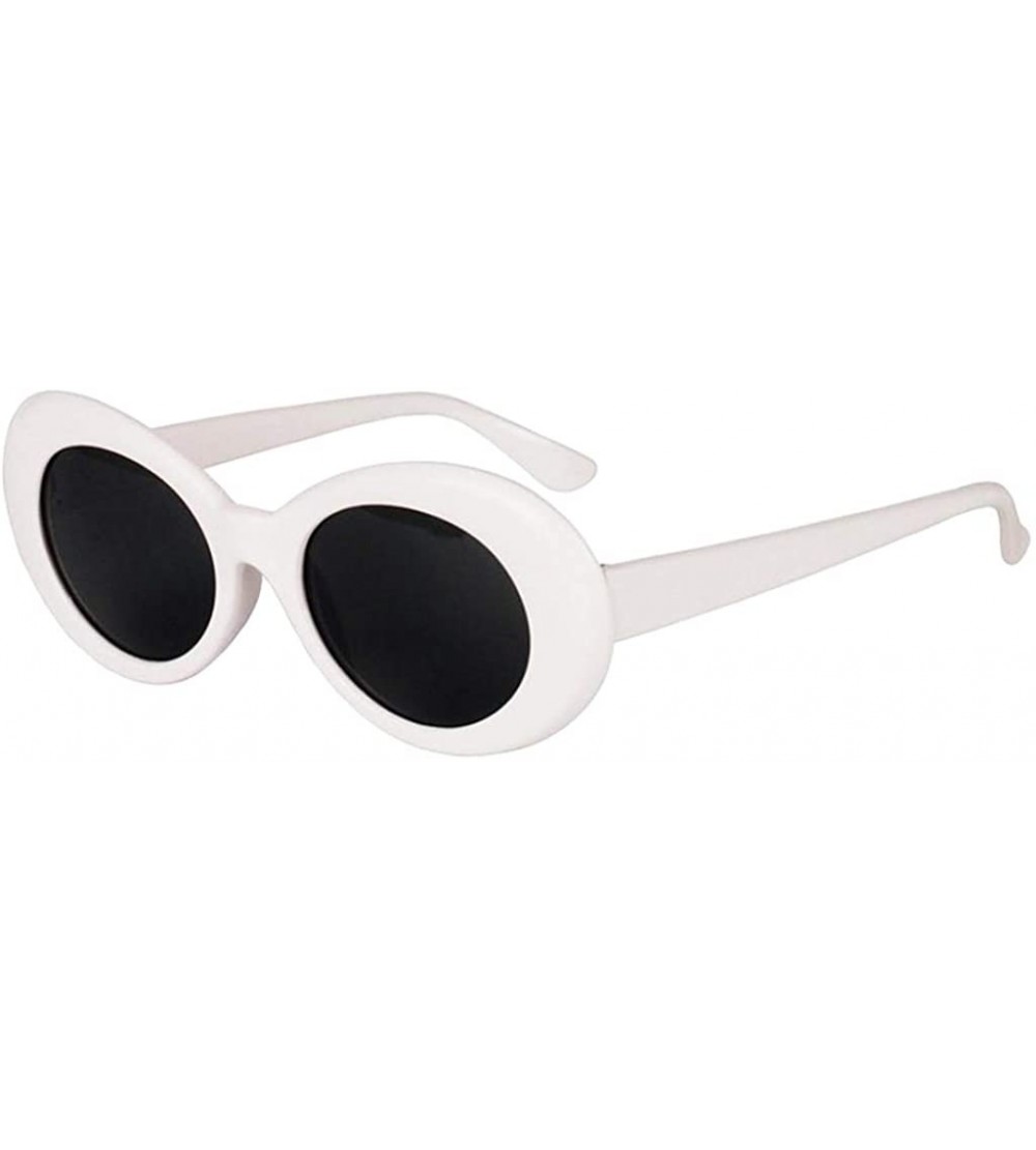 Goggle Novelty Oval Mod Thick Sunglasses Clout Goggles Sun Protection Unisex - White - CR18T9IOUHZ $14.79