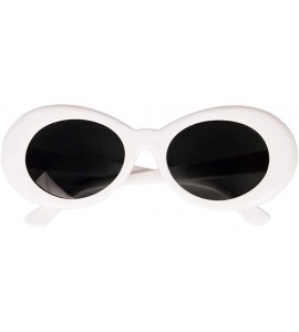 Goggle Novelty Oval Mod Thick Sunglasses Clout Goggles Sun Protection Unisex - White - CR18T9IOUHZ $14.79