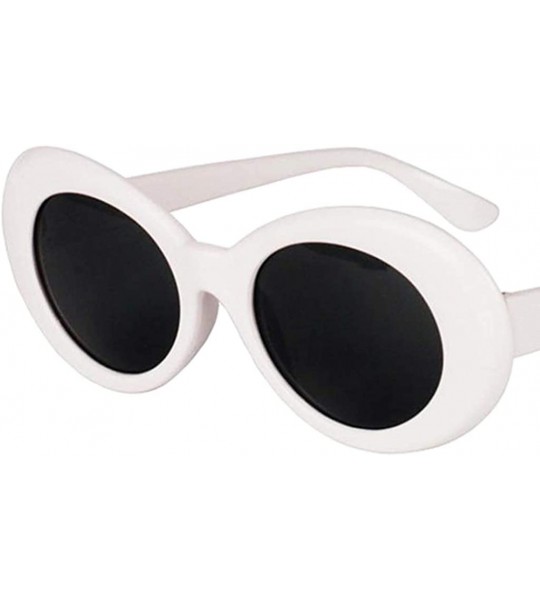 Goggle Novelty Oval Mod Thick Sunglasses Clout Goggles Sun Protection Unisex - White - CR18T9IOUHZ $14.79