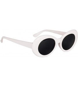 Goggle Novelty Oval Mod Thick Sunglasses Clout Goggles Sun Protection Unisex - White - CR18T9IOUHZ $14.79