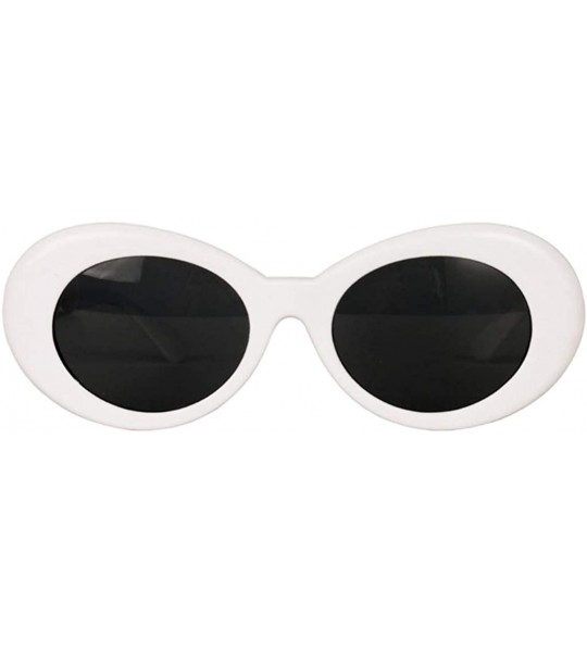 Goggle Novelty Oval Mod Thick Sunglasses Clout Goggles Sun Protection Unisex - White - CR18T9IOUHZ $14.79