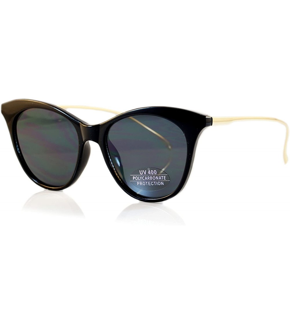 Cat Eye Classic Gradient/Smoke Flat Lens Cat-Eye Sunglasses A102 - Black/ Black Smoke - CV180K987UY $23.40