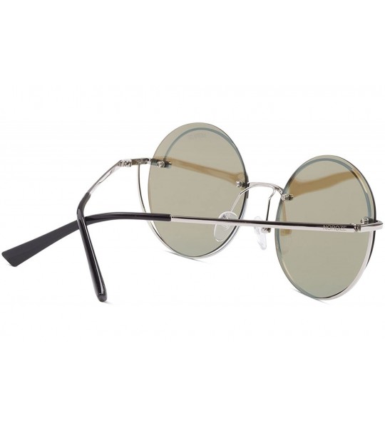 Round Unisex Mens Womens Round Wire Rimmed Sunglasses Summer Shades - Silver - Blue Mirror - C318EMNTW2I $50.19