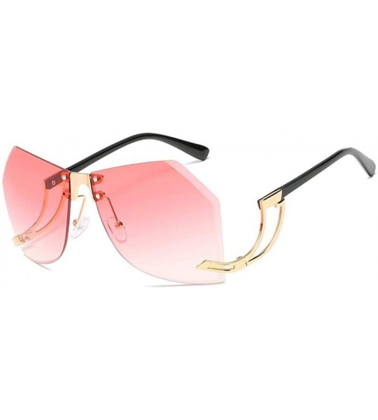 Aviator 32g Irregular Frameless Sunglasses Women Gradient Alloy Frame C2 Tea - C3 Pink - C218YQUTEYG $21.78