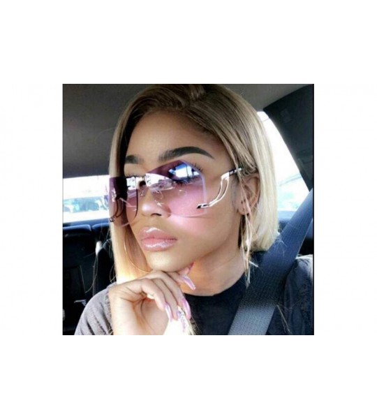 Aviator 32g Irregular Frameless Sunglasses Women Gradient Alloy Frame C2 Tea - C3 Pink - C218YQUTEYG $21.78