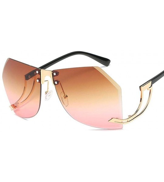 Aviator 32g Irregular Frameless Sunglasses Women Gradient Alloy Frame C2 Tea - C3 Pink - C218YQUTEYG $21.78