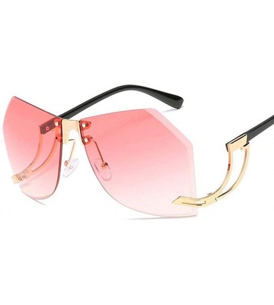 Aviator 32g Irregular Frameless Sunglasses Women Gradient Alloy Frame C2 Tea - C3 Pink - C218YQUTEYG $21.78