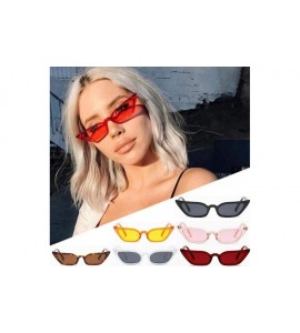 Cat Eye Women Vintage Cat Eye Frame Sunglasses Retro Color Lens UV400 Eyewear Fashion Valentine's Day Present Gift - CX197YGR...