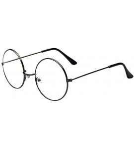 Oval Fashion Oval Round Clear Lens Glasses Vintage Geek Nerd Retro Style Metal - Gray - CN18S55H2UG $15.29