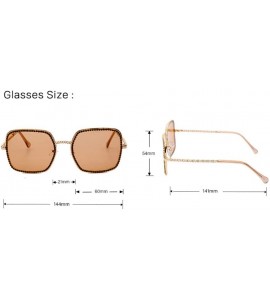 Square Square Large Frame Chain Diamond Sunglasses Unique Fashion Rhinestone Glasses - 4 - CF190HCQ779 $62.54