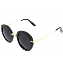 Oversized Womens Fashion Retro Oversized Metal Temple Round Sunglasses (Black) - CO11MV6C8CB $23.62