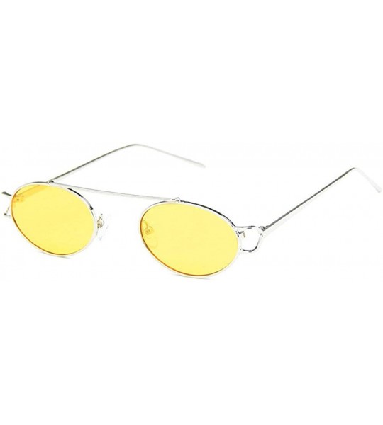 Oval 2019 metal single beam hollow unisex brand fashion designer hip hop sunglasses - Yellow - C818YKUS3Z6 $23.35