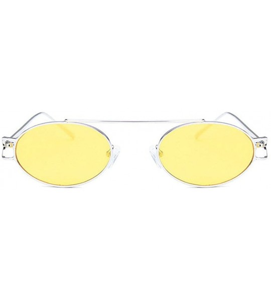 Oval 2019 metal single beam hollow unisex brand fashion designer hip hop sunglasses - Yellow - C818YKUS3Z6 $23.35