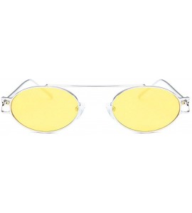 Oval 2019 metal single beam hollow unisex brand fashion designer hip hop sunglasses - Yellow - C818YKUS3Z6 $23.35