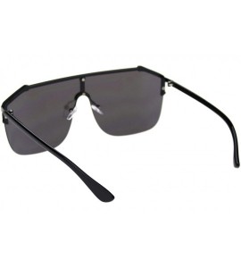 Shield Hip Hop Rimless Oversize Robotic Shield Baller Sunglasses - Black Silver Mirror - CD18S86GD8L $23.89