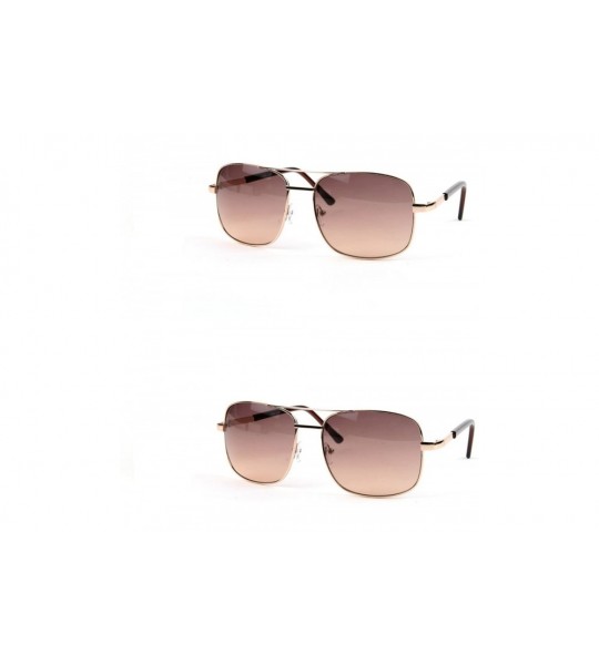 Square Classic Square Aviator Sunglasses P486 - 2 Pcs Gold-brown & Gold-brown - C211WSY8FYV $33.18