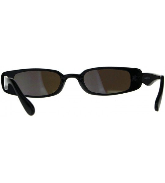 Rectangular Womens Mod Narrow Rectangle Color Mirror Lens Plastic Sunglasses - Black Blue - CF180K76ICU $18.56